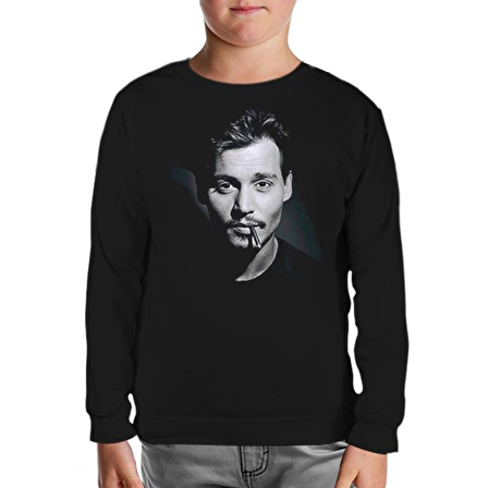 Johnny Depp Siyah Çocuk Sweatshirt