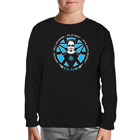 Tony Stark - Club Siyah Çocuk Sweatshirt
