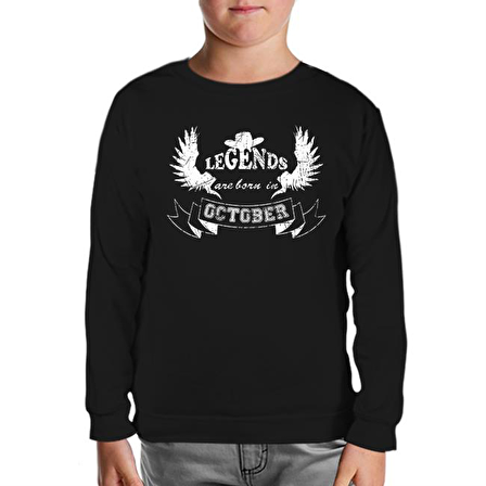 Legends Born in October - Hat Siyah Çocuk Sweatshirt