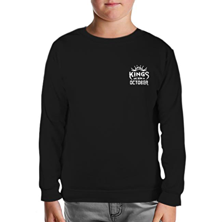 Kings Born in October - Logo Siyah Çocuk Sweatshirt