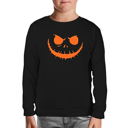 HalloWeen - Face Siyah Çocuk Sweatshirt