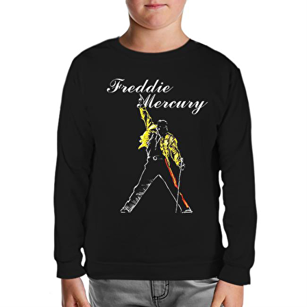 Freddie Mercury - King of Queen Siyah Çocuk Sweatshirt