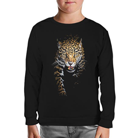 Leopar Siyah Çocuk Sweatshirt