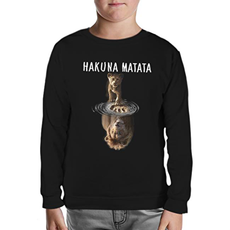 Hakuna Matata - Aslan Kral Siyah Çocuk Sweatshirt