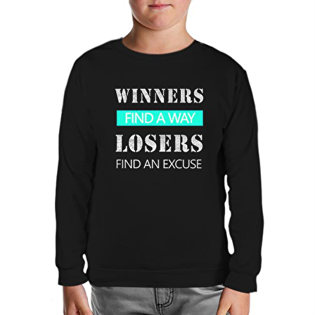 Winners Find a Way Siyah Çocuk Sweatshirt
