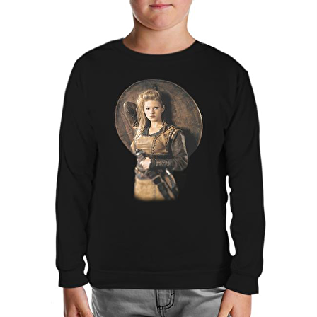 Vikings - Lagertha Siyah Çocuk Sweatshirt