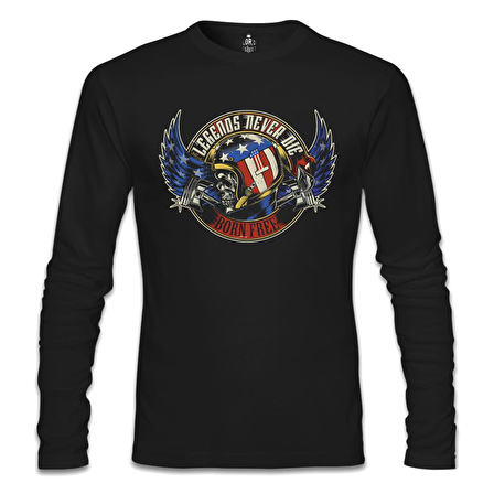 Motosiklet - Born Free Siyah Erkek Sweatshirt