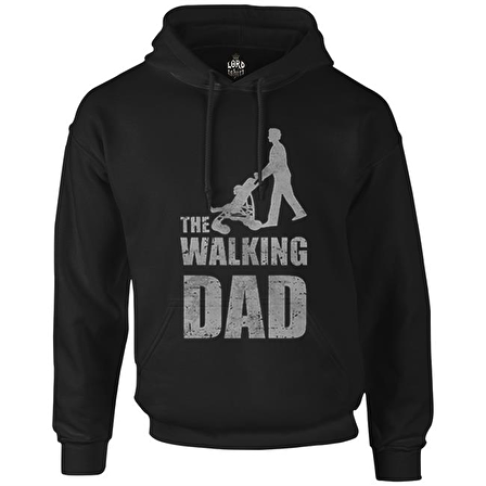 The Walking Dad Siyah Erkek Fermuarsız Kapşonlu