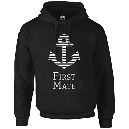 First Mate Siyah Erkek Fermuarsız Kapşonlu