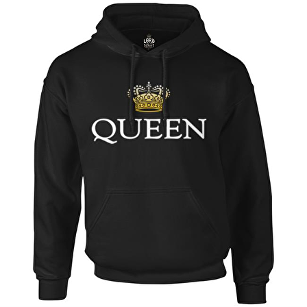 Queen Siyah Erkek Fermuarsız Kapşonlu