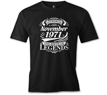 Life Begins in November 1971 Siyah Erkek Tshirt