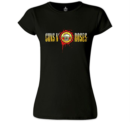 Guns N Roses - Drops Logo Siyah Kadın Tshirt