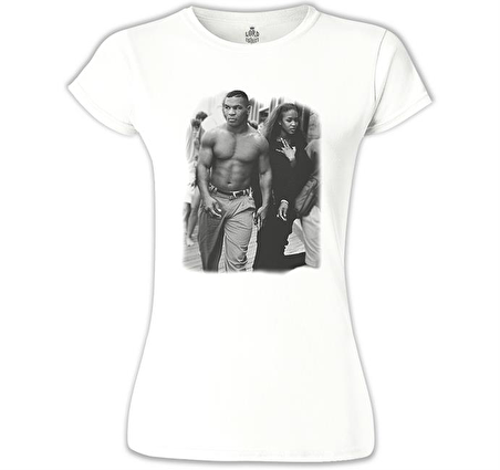 Mike Tyson and Naomi Beyaz Bayan Tshirt