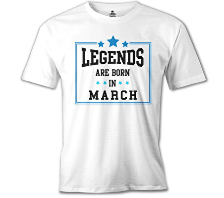 Legends Born in March Beyaz Erkek Tshirt