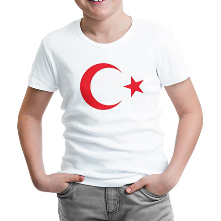Türk Bayrağı - Ay Yıldız Beyaz Çocuk Tshirt
