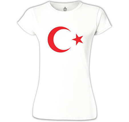 Türk Bayrağı - Ay Yıldız Beyaz Bayan Tshirt