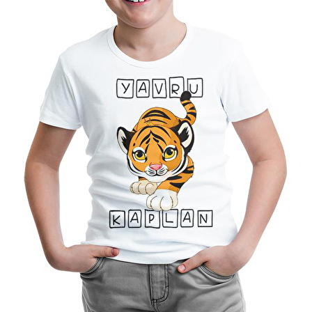 Yavru Kaplan Beyaz Çocuk Tshirt