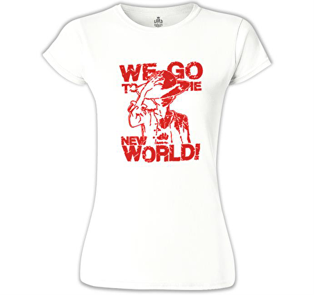 One Piece - We Go to the New World Beyaz Bayan Tshirt