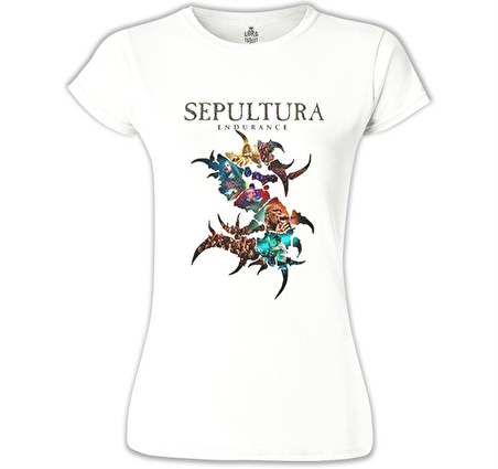 Sepultura - Endurance Logo Beyaz Bayan Tshirt