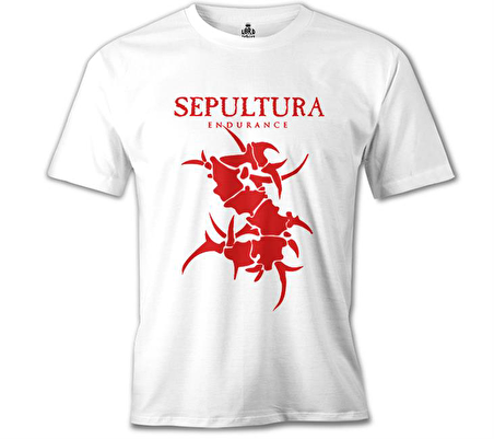 Sepultura - Endurance Logo Red Beyaz Erkek Tshirt