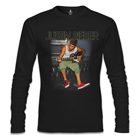 Justin Bieber - Guitar Siyah Erkek Sweatshirt