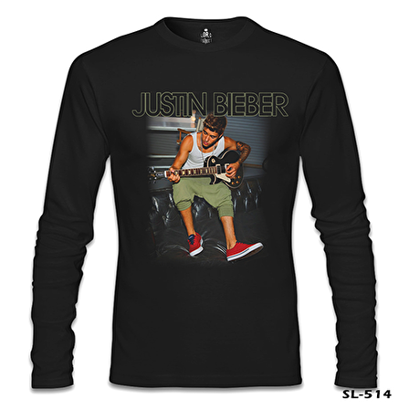 Justin Bieber - Guitar Siyah Erkek Sweatshirt