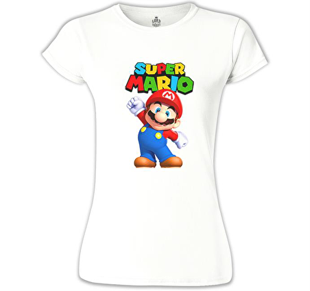 Super Mario - Win Win Beyaz Bayan Tshirt