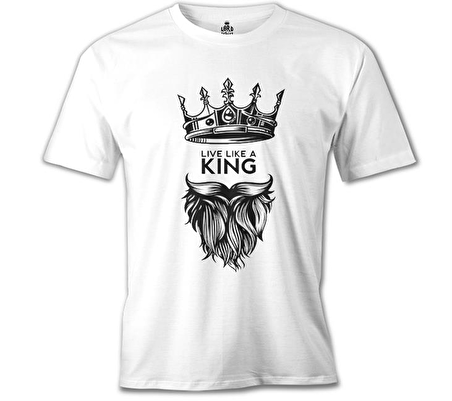 Live Like a King Beyaz Erkek Tshirt