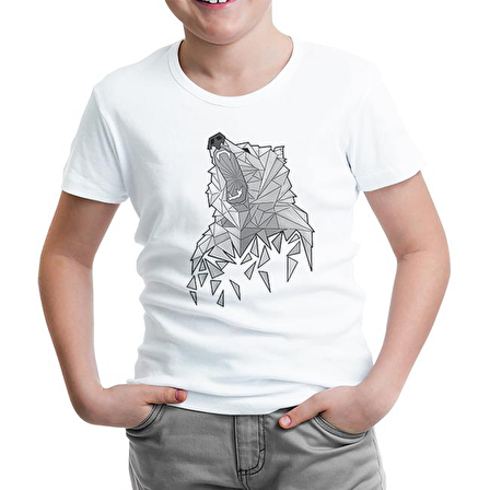 Ayı - Greyangles Beyaz Çocuk Tshirt