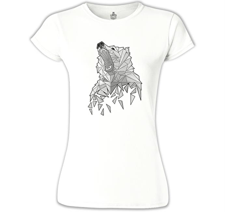 Ayı - Greyangles Beyaz Bayan Tshirt