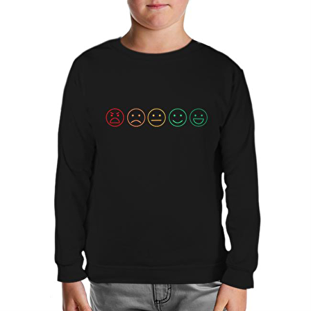 Emoji Siyah Çocuk Sweatshirt