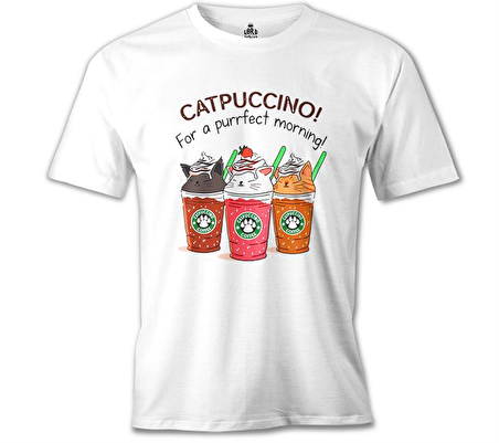 Catpuccino  Beyaz Erkek Tshirt