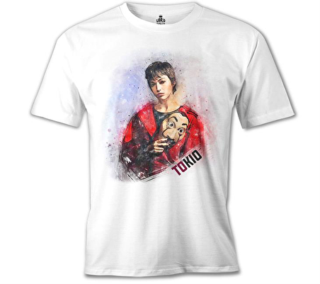 La Casa de Papel - Tokio Mask Beyaz Erkek Tshirt