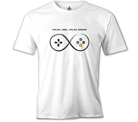 Play and Die Beyaz Erkek Tshirt