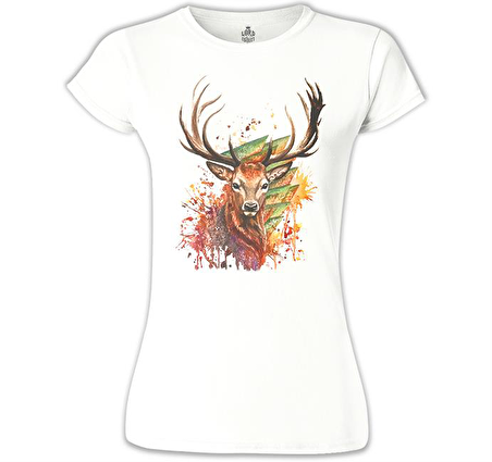 Geyik Forest Beyaz Bayan Tshirt