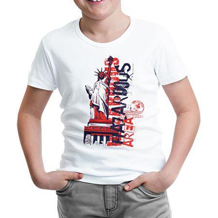 New York - Liberty Area Beyaz Çocuk Tshirt