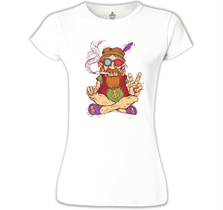 Hippi - Furry Beyaz Bayan Tshirt