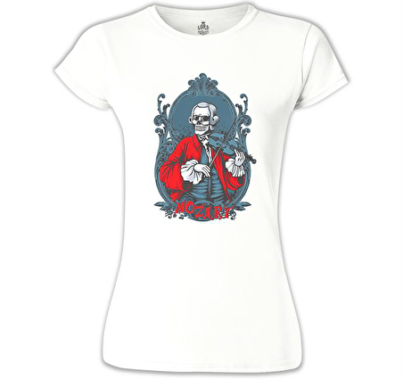 Mozart - Keman Beyaz Bayan Tshirt