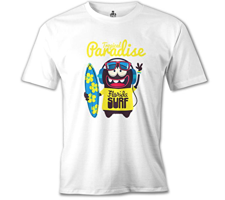 Florida - Sörf Beyaz Erkek Tshirt