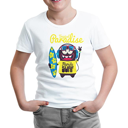 Florida - Sörf Beyaz Çocuk Tshirt