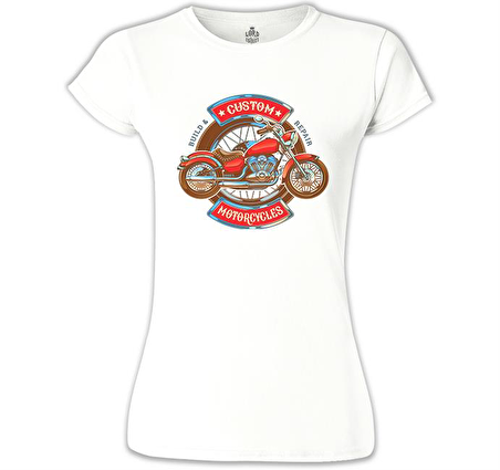 Model Motosiklet  Beyaz Bayan Tshirt