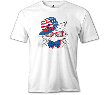 Kedi - Cool Beyaz Erkek Tshirt