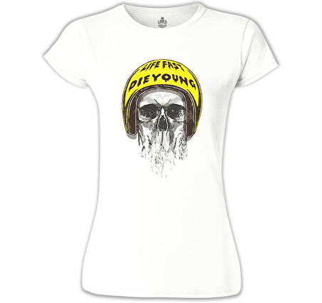 Kurukafa - Helmet Beyaz Bayan Tshirt