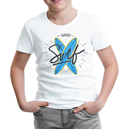 Waves Sörf Beyaz Çocuk Tshirt