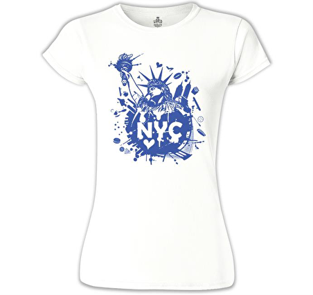 New York - Özgürlük Anıtı Beyaz Bayan Tshirt