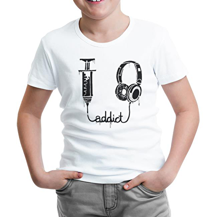 Müzik - Addict Beyaz Çocuk Tshirt