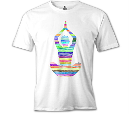 Yoga - Lines Beyaz Erkek Tshirt