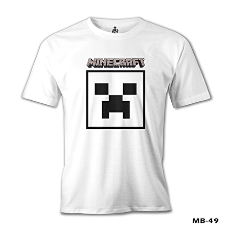 Minecraft - Creeper Stencil Beyaz Erkek Tshirt