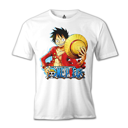 One Piece - Luffy Hat 2 Beyaz Erkek Tshirt