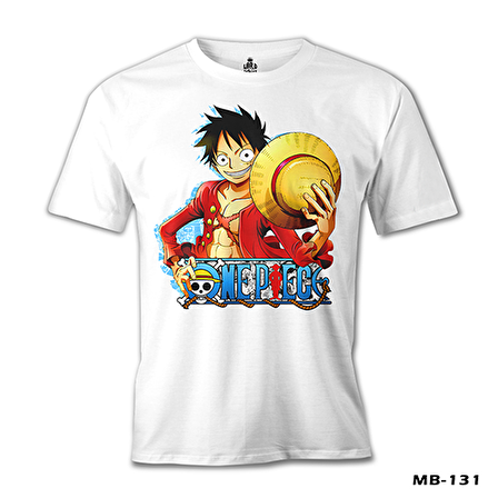One Piece - Luffy Hat 2 Beyaz Erkek Tshirt